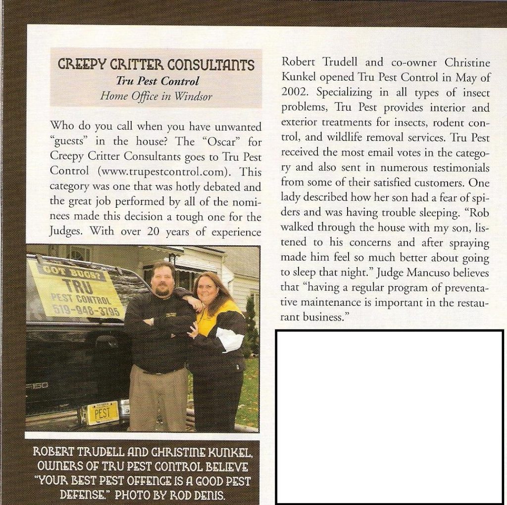 Tru Pest Windsor Ontario Magazine Article